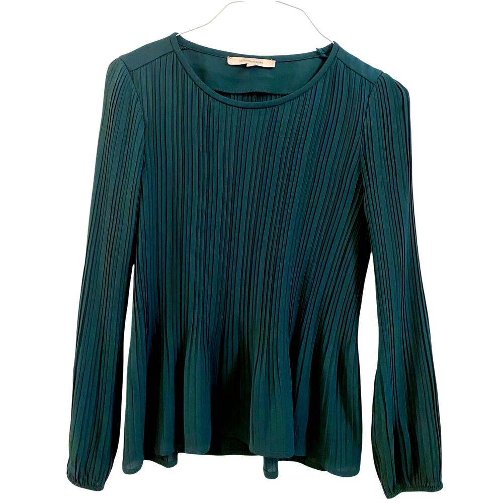 Dark Green Crinkled Blouse by La Fée Maraboutée (Long Sleeve) Size 38